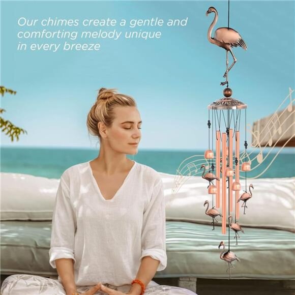 JOBOSI Flamingo Wind Chimes, Gifts for mom Women Grandma Friends Mother, - Picture 2 of 8